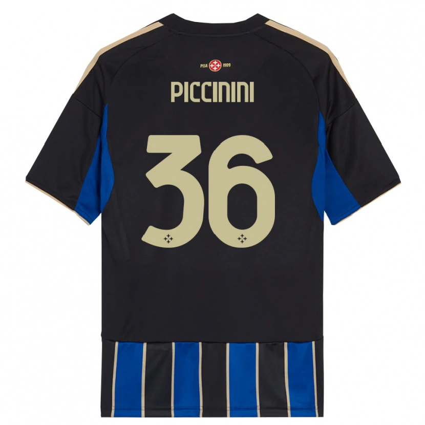 Danxen Bambino Maglia Gabriele Piccinini #36 Nero Blu Kit Gara Home 2025/26 Maglietta