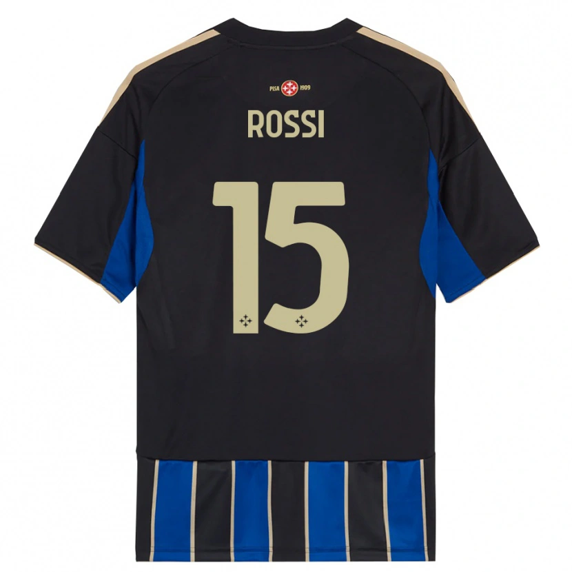 Danxen Bambino Maglia Jacopo Rossi #15 Nero Blu Kit Gara Home 2025/26 Maglietta