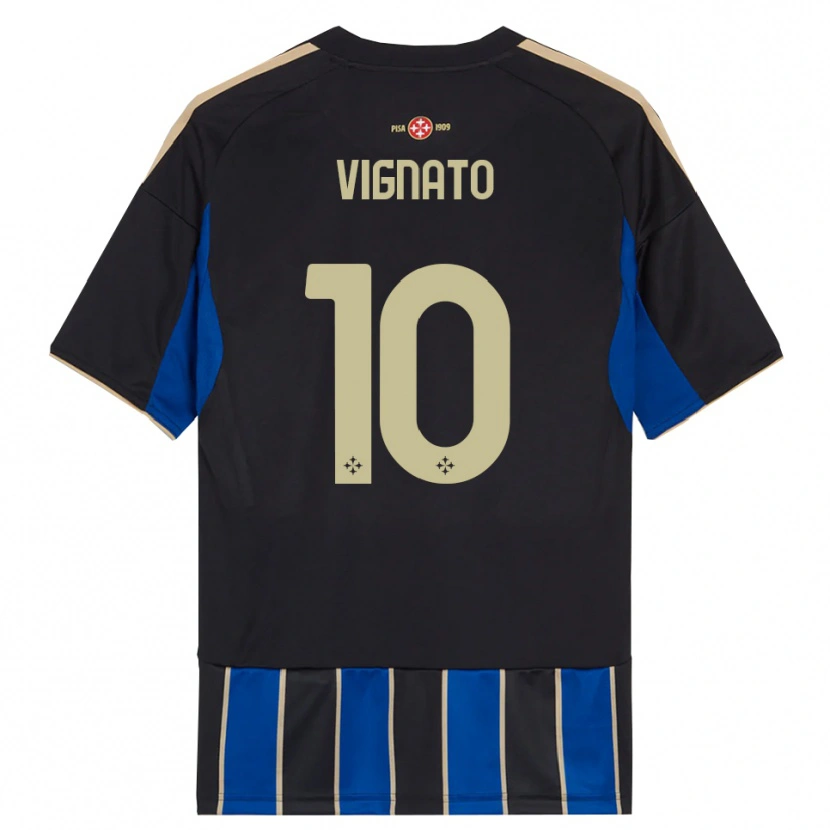 Danxen Bambino Maglia Emanuel Vignato #10 Nero Blu Kit Gara Home 2025/26 Maglietta