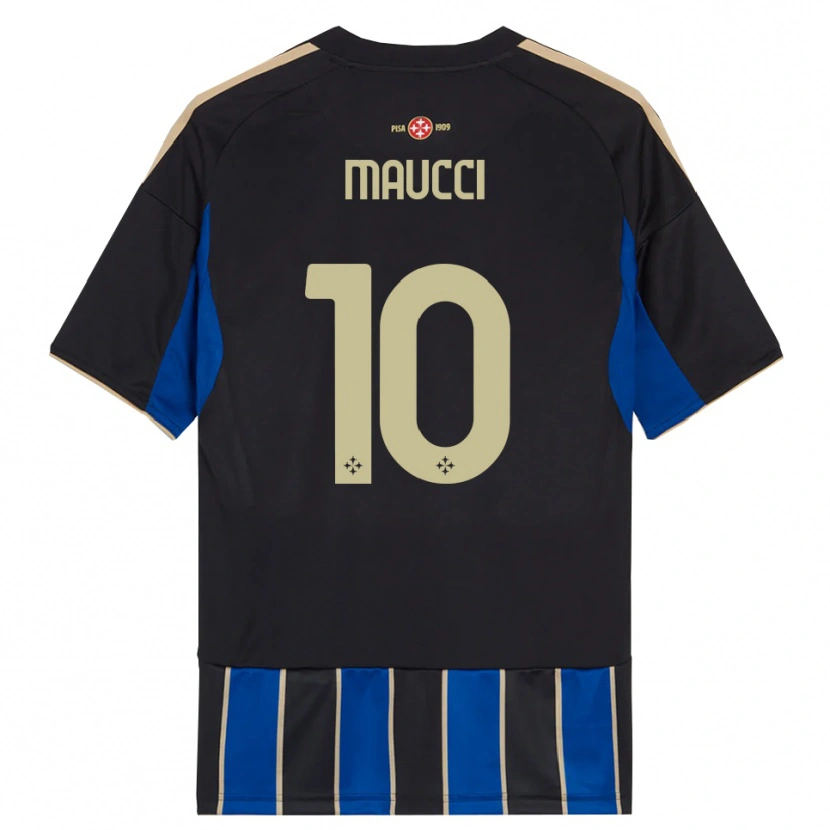 Danxen Bambino Maglia Giacomo Maucci #10 Nero Blu Kit Gara Home 2025/26 Maglietta