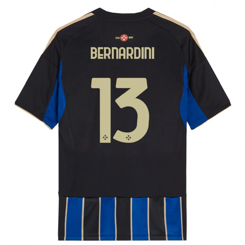 Danxen Bambino Maglia Andrea Bernardini #13 Nero Blu Kit Gara Home 2025/26 Maglietta