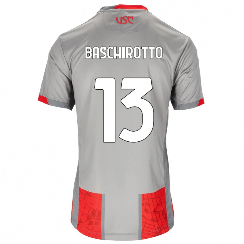 Danxen Bambino Maglia Federico Baschirotto #13 Rosso Grigio Kit Gara Home 2025/26 Maglietta