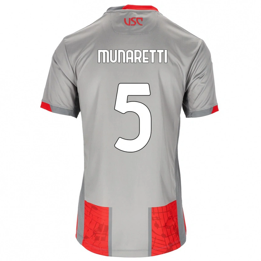 Danxen Bambino Maglia Luca Munaretti #5 Rosso Grigio Kit Gara Home 2025/26 Maglietta