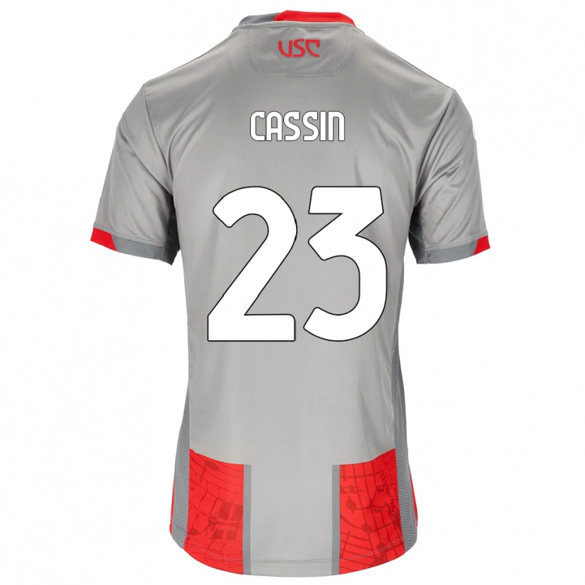 Danxen Bambino Maglia Marco Cassin #23 Rosso Grigio Kit Gara Home 2025/26 Maglietta