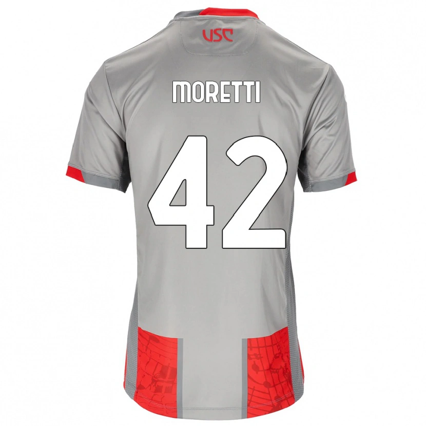 Danxen Bambino Maglia Lorenzo Moretti #42 Rosso Grigio Kit Gara Home 2025/26 Maglietta