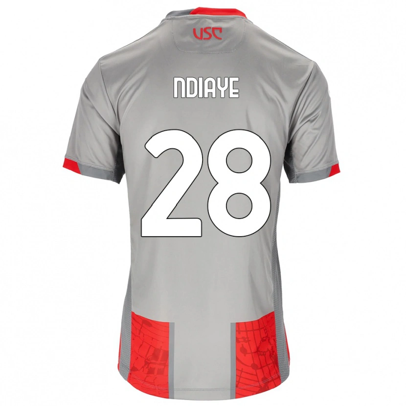 Danxen Bambino Maglia Maissa Ndiaye #28 Rosso Grigio Kit Gara Home 2025/26 Maglietta