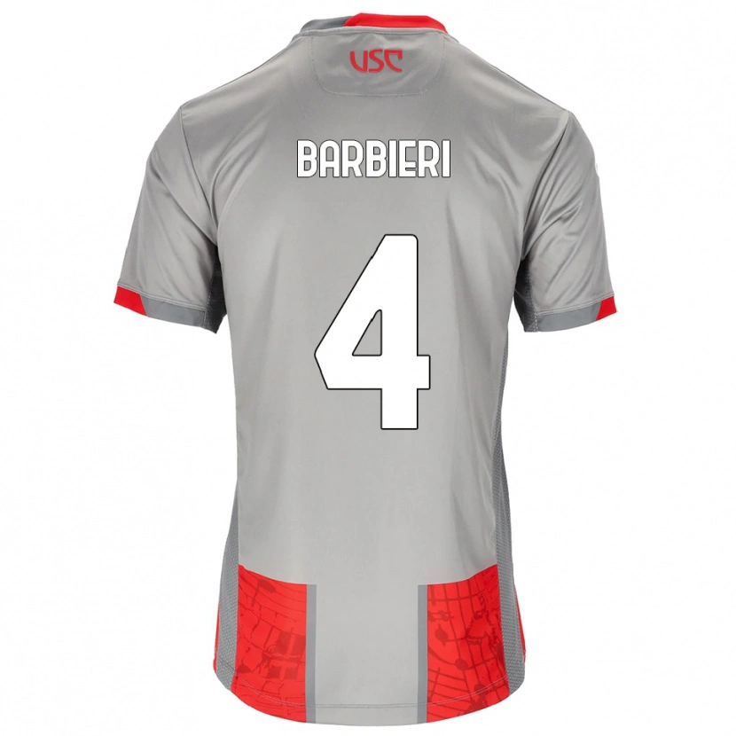 Danxen Bambino Maglia Tommaso Barbieri #4 Rosso Grigio Kit Gara Home 2025/26 Maglietta