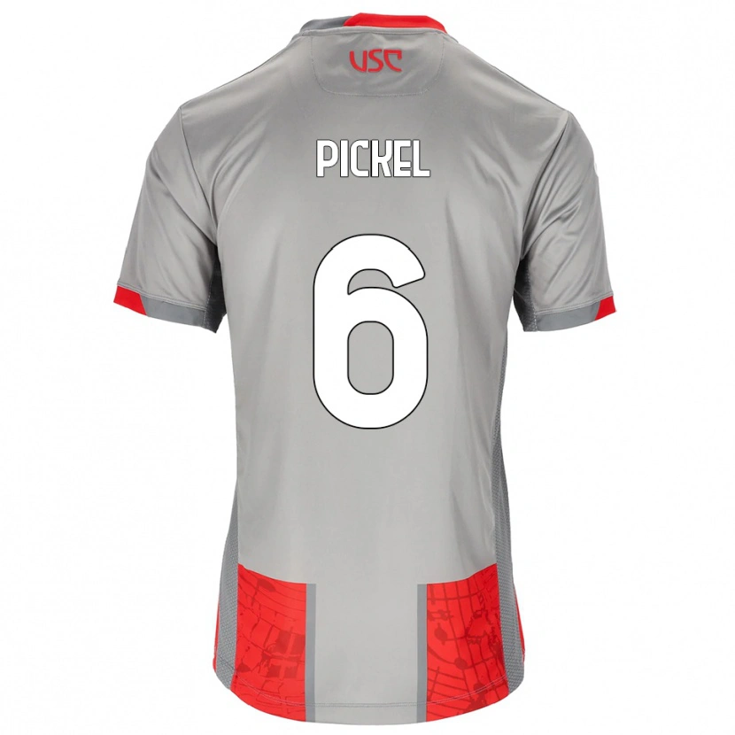 Danxen Bambino Maglia Charles Pickel #6 Rosso Grigio Kit Gara Home 2025/26 Maglietta