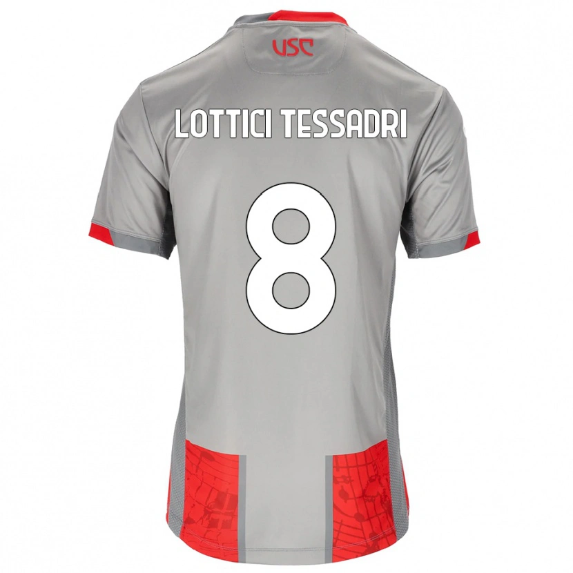 Danxen Bambino Maglia Simone Lottici Tessadri #8 Rosso Grigio Kit Gara Home 2025/26 Maglietta