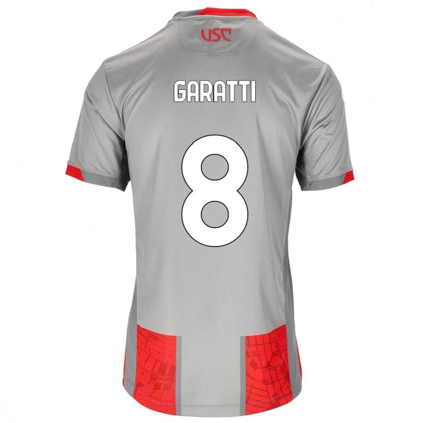 Danxen Bambino Maglia Davide Garatti #8 Rosso Grigio Kit Gara Home 2025/26 Maglietta