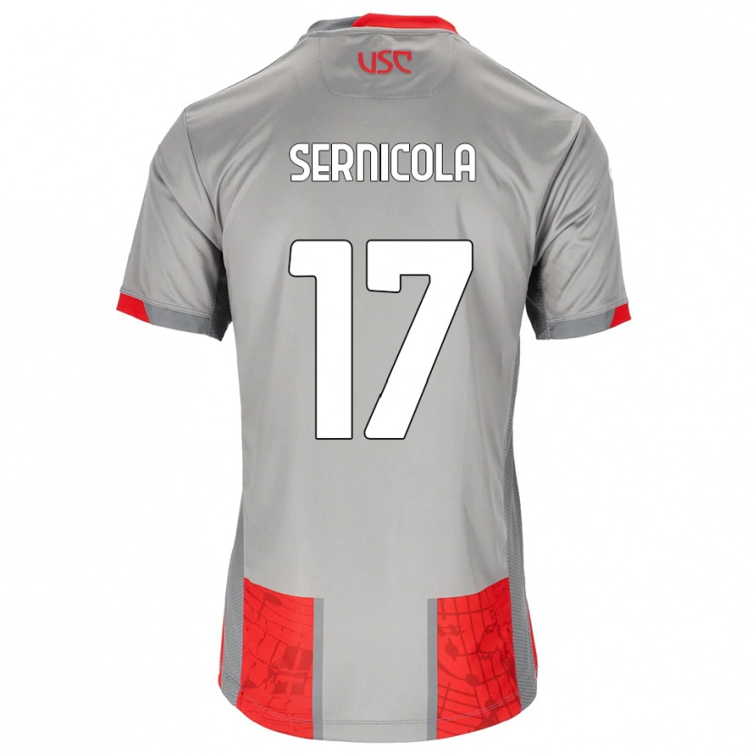 Danxen Bambino Maglia Leonardo Sernicola #17 Rosso Grigio Kit Gara Home 2025/26 Maglietta