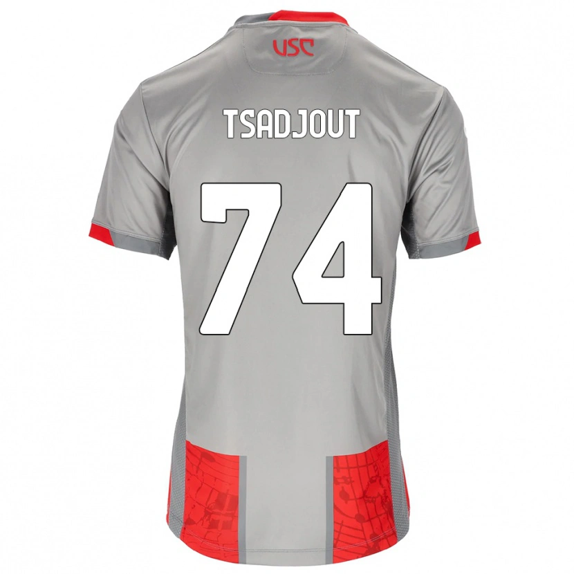 Danxen Bambino Maglia Frank Tsadjout #74 Rosso Grigio Kit Gara Home 2025/26 Maglietta