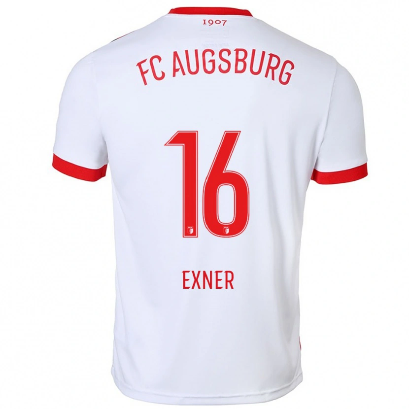 Danxen Bambino Maglia Ben Exner #16 Bianco Rosso Kit Gara Home 2025/26 Maglietta