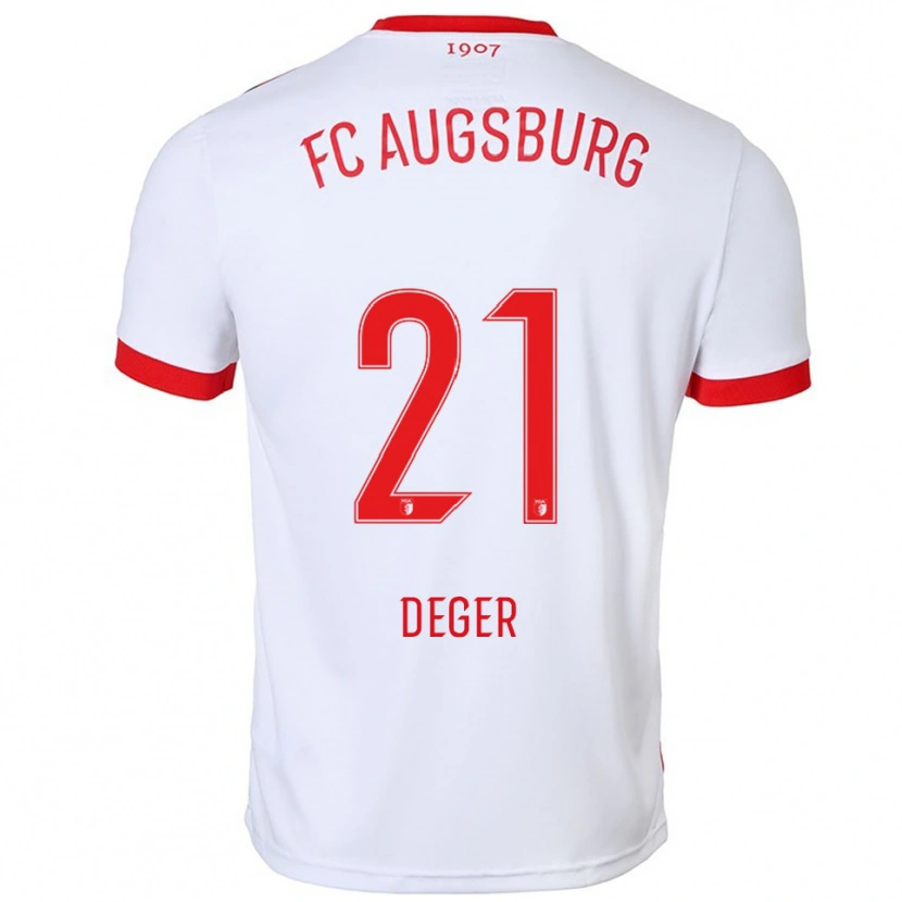 Danxen Bambino Maglia David Deger #21 Bianco Rosso Kit Gara Home 2025/26 Maglietta