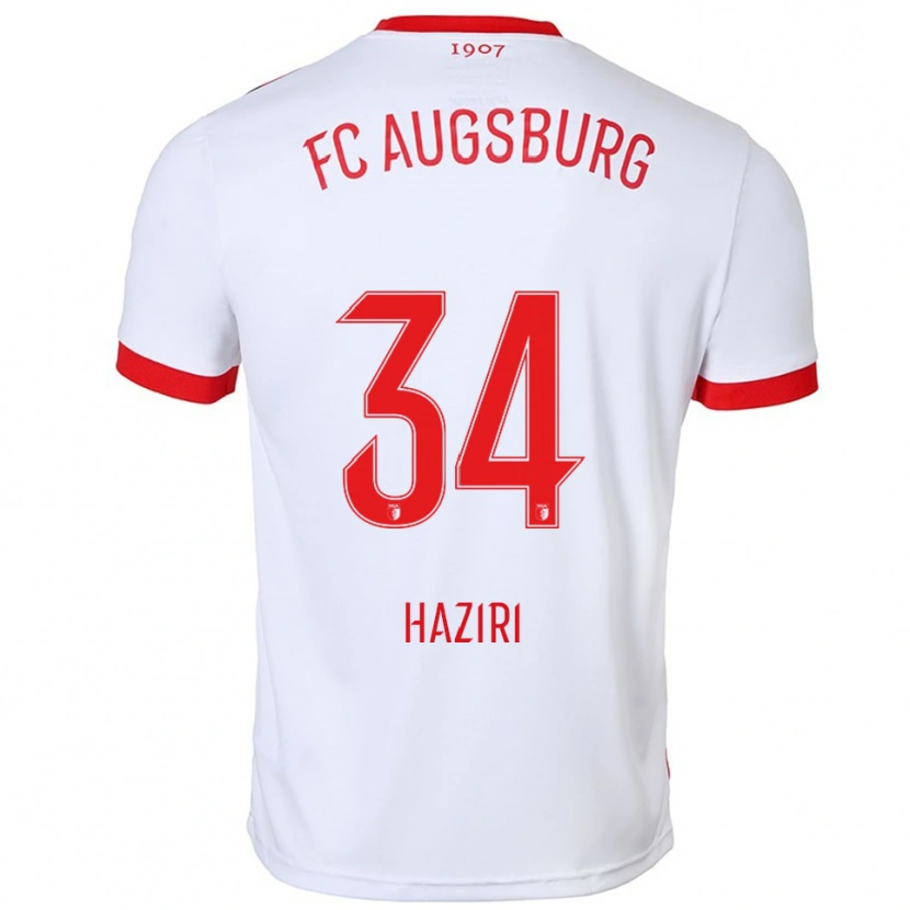 Danxen Bambino Maglia Edi Haziri #34 Bianco Rosso Kit Gara Home 2025/26 Maglietta