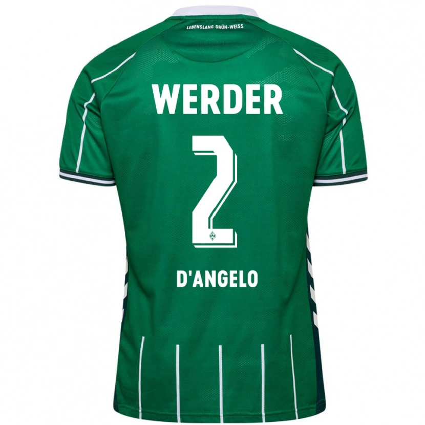 Danxen Bambino Maglia Chiara D'angelo #2 Verde Bianco Kit Gara Home 2025/26 Maglietta