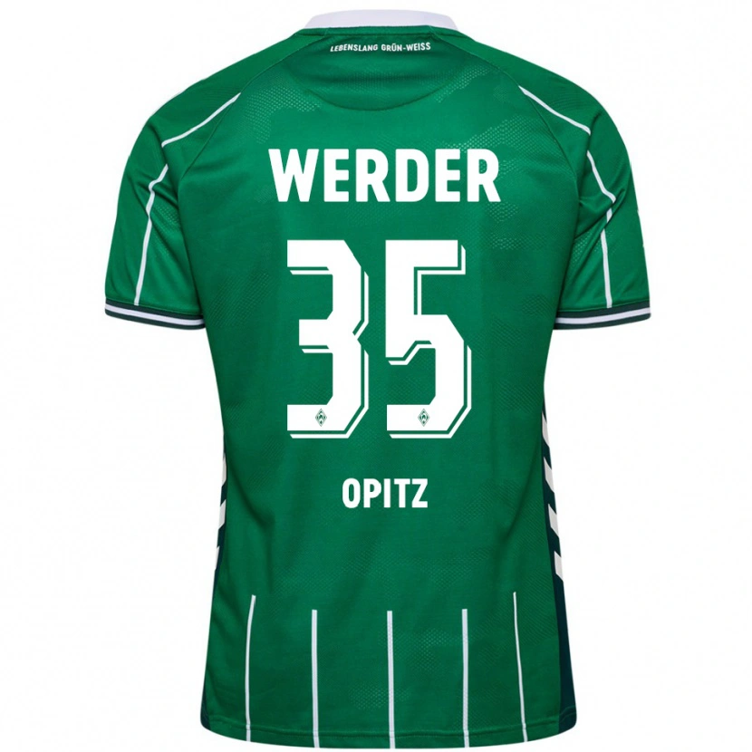 Danxen Bambino Maglia Leon Opitz #35 Verde Bianco Kit Gara Home 2025/26 Maglietta