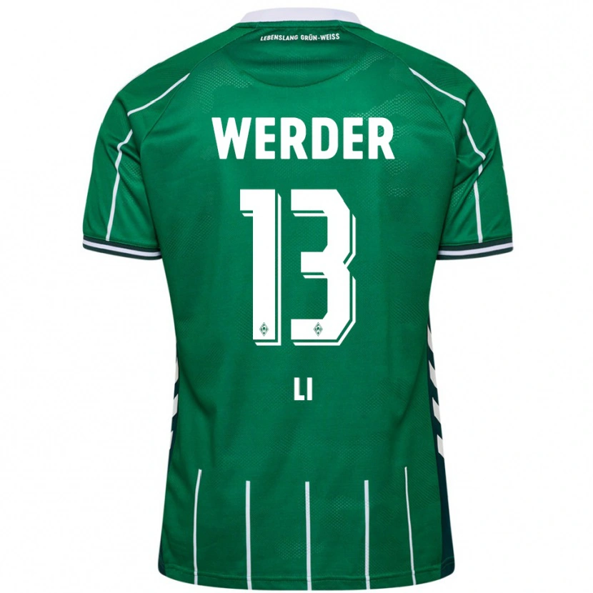 Danxen Bambino Maglia Xiancheng Li #13 Verde Bianco Kit Gara Home 2025/26 Maglietta