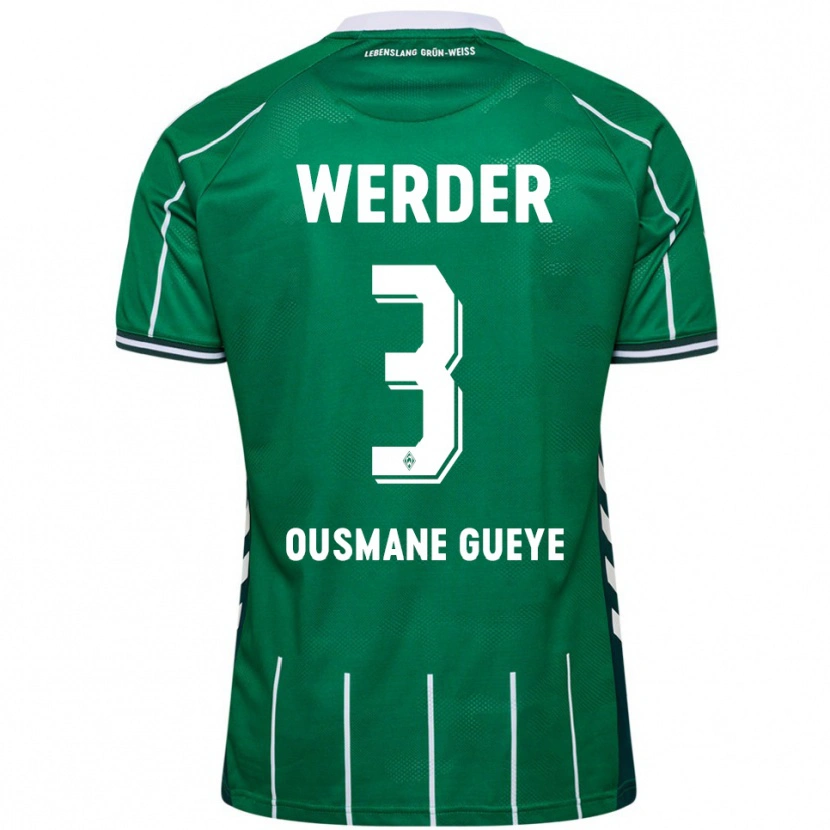 Danxen Bambino Maglia Papa Ousmane Gueye #3 Verde Bianco Kit Gara Home 2025/26 Maglietta
