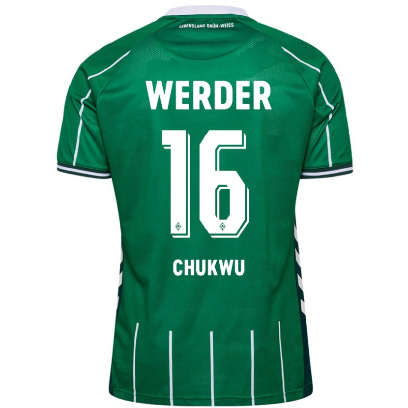 Danxen Bambino Maglia Emmanuel Chukwu #16 Verde Bianco Kit Gara Home 2025/26 Maglietta