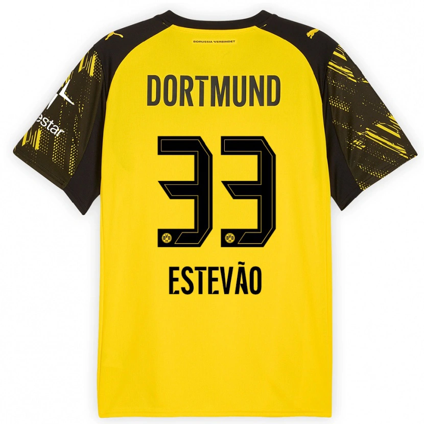 Danxen Bambino Maglia Tiago Estevão #33 Giallo Nero Kit Gara Home 2025/26 Maglietta
