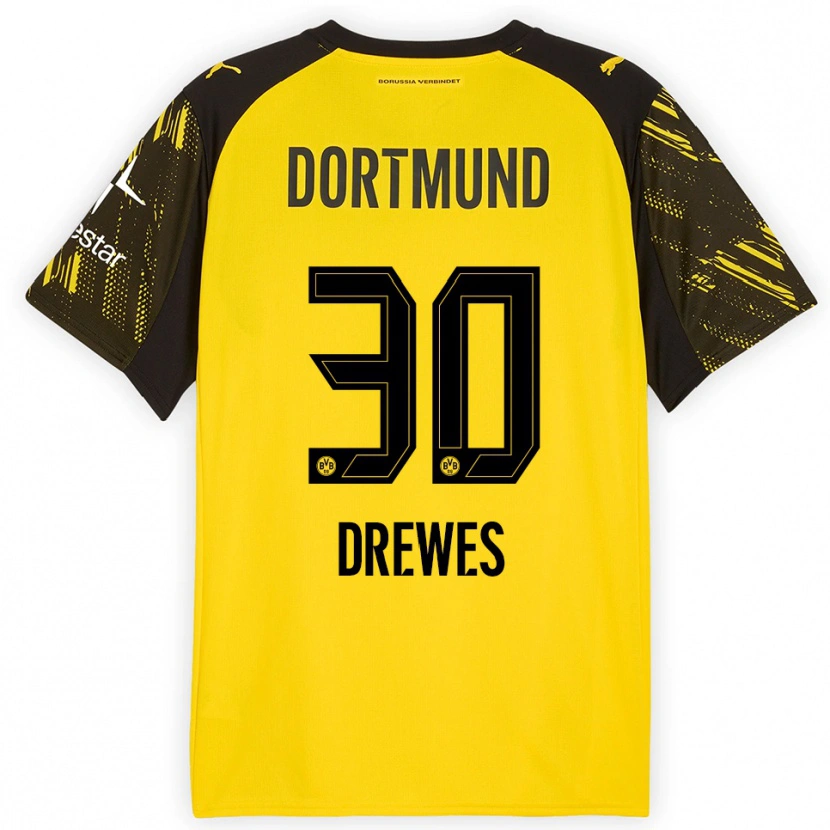 Danxen Bambino Maglia Patrick Drewes #30 Giallo Nero Kit Gara Home 2025/26 Maglietta