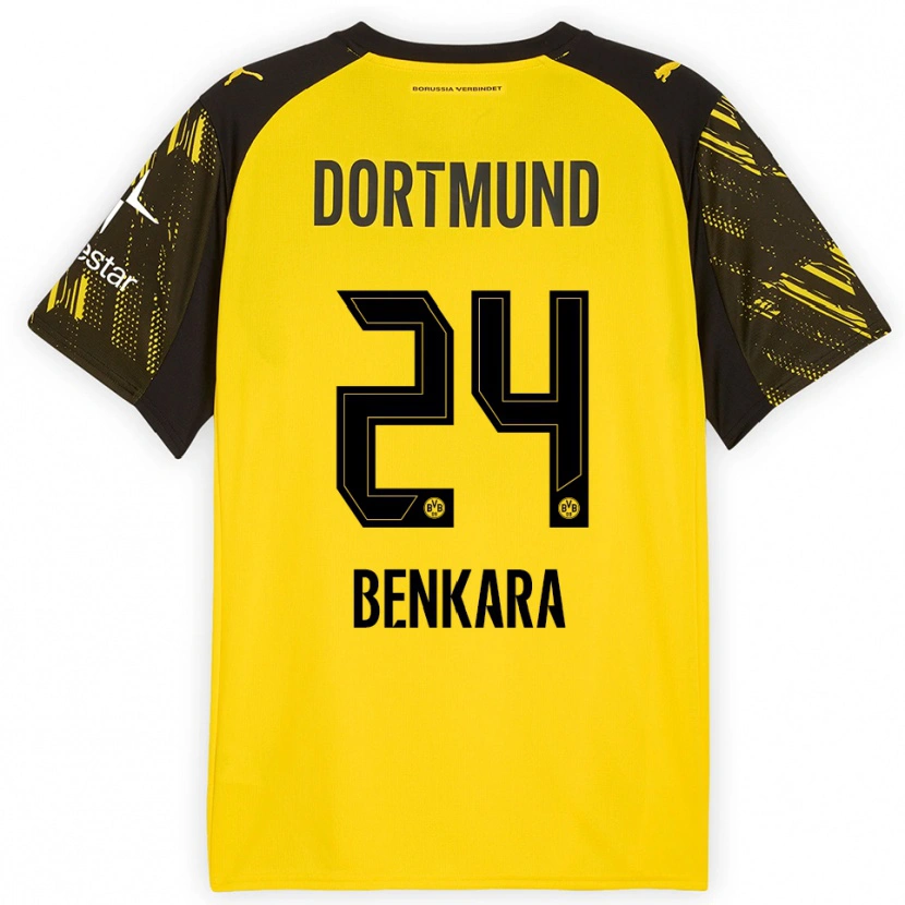 Danxen Bambino Maglia Elias Benkara #24 Giallo Nero Kit Gara Home 2025/26 Maglietta