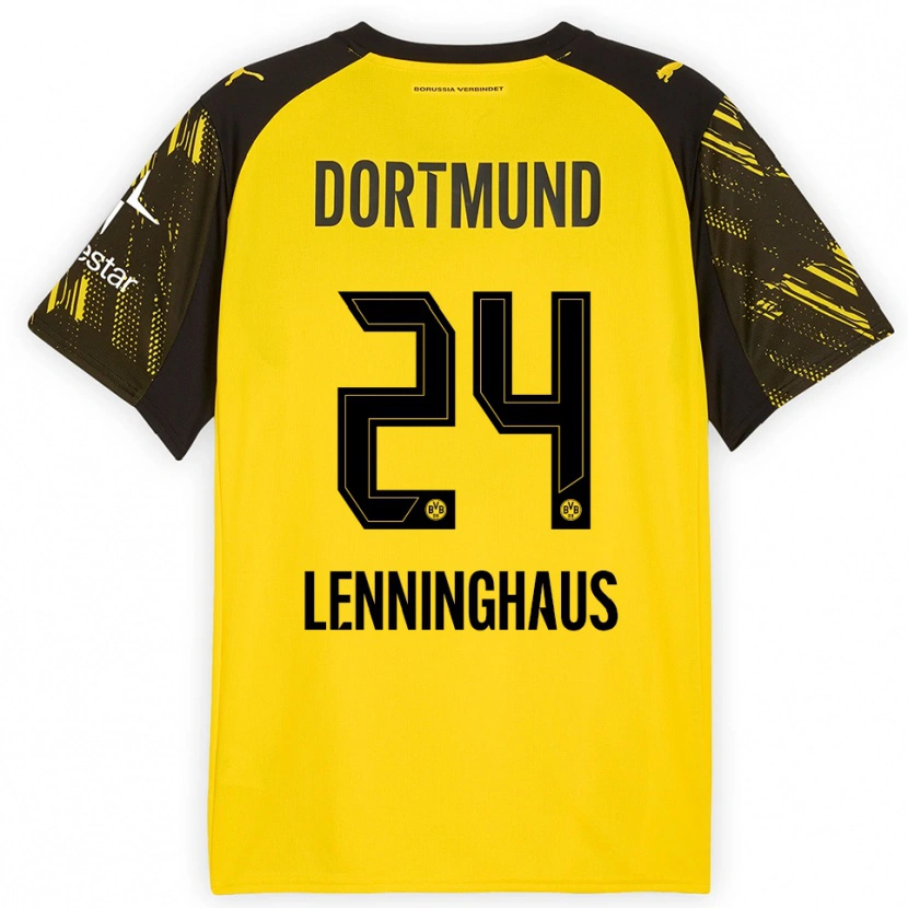 Danxen Bambino Maglia Mika Lenninghaus #24 Giallo Nero Kit Gara Home 2025/26 Maglietta