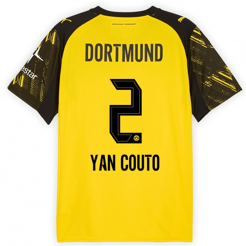 Danxen Bambino Maglia Yan Couto #2 Giallo Nero Kit Gara Home 2025/26 Maglietta
