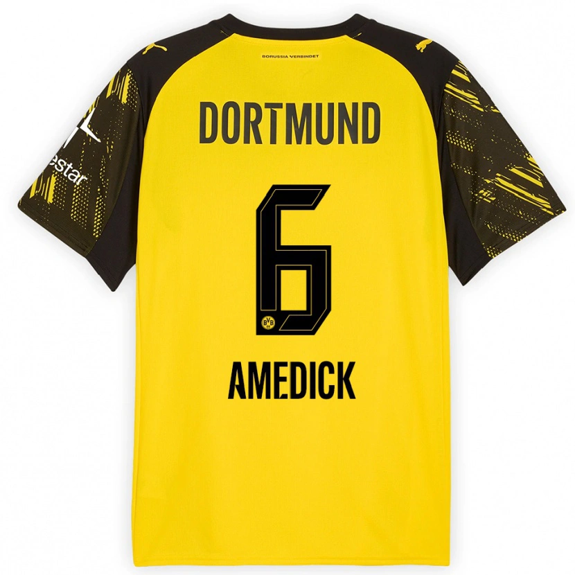 Danxen Bambino Maglia Maik Amedick #6 Giallo Nero Kit Gara Home 2025/26 Maglietta
