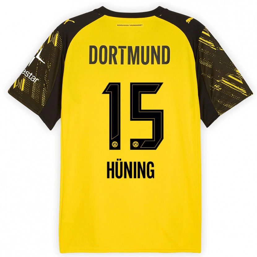 Danxen Bambino Maglia Ben Hüning #15 Giallo Nero Kit Gara Home 2025/26 Maglietta