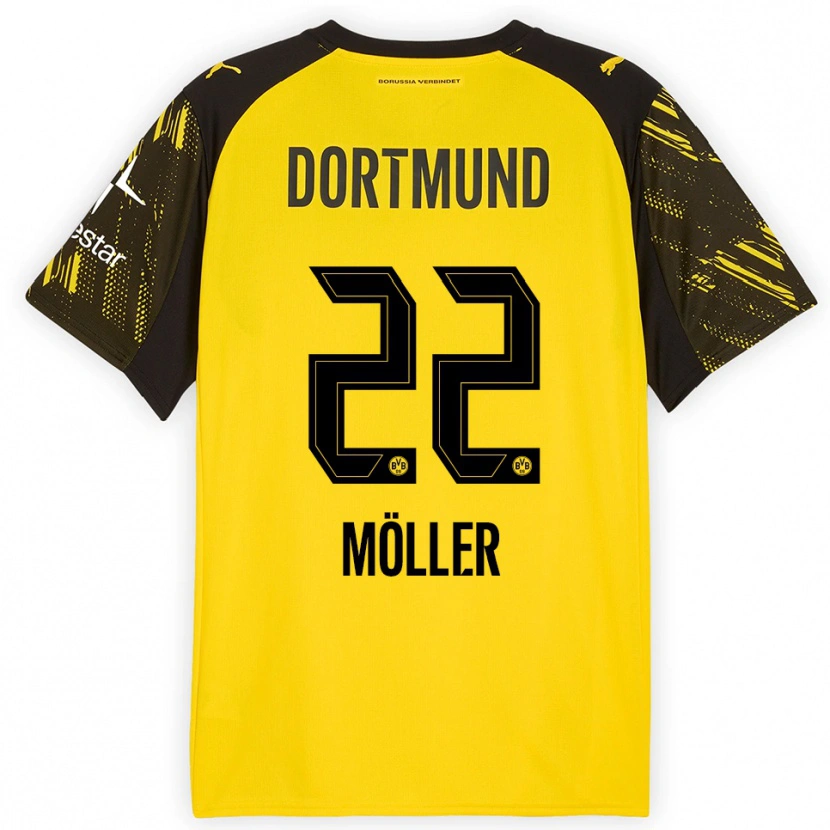 Danxen Bambino Maglia Paul Möller #22 Giallo Nero Kit Gara Home 2025/26 Maglietta
