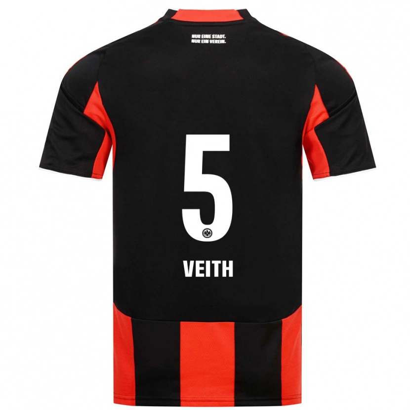 Danxen Bambino Maglia Titus Veith #5 Nero Rosso Kit Gara Home 2025/26 Maglietta