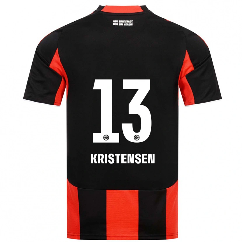 Danxen Bambino Maglia Rasmus Kristensen #13 Nero Rosso Kit Gara Home 2025/26 Maglietta