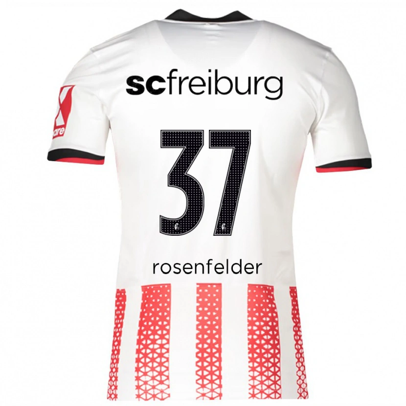 Danxen Bambino Maglia Max Rosenfelder #37 Bianco Rosso Kit Gara Home 2025/26 Maglietta
