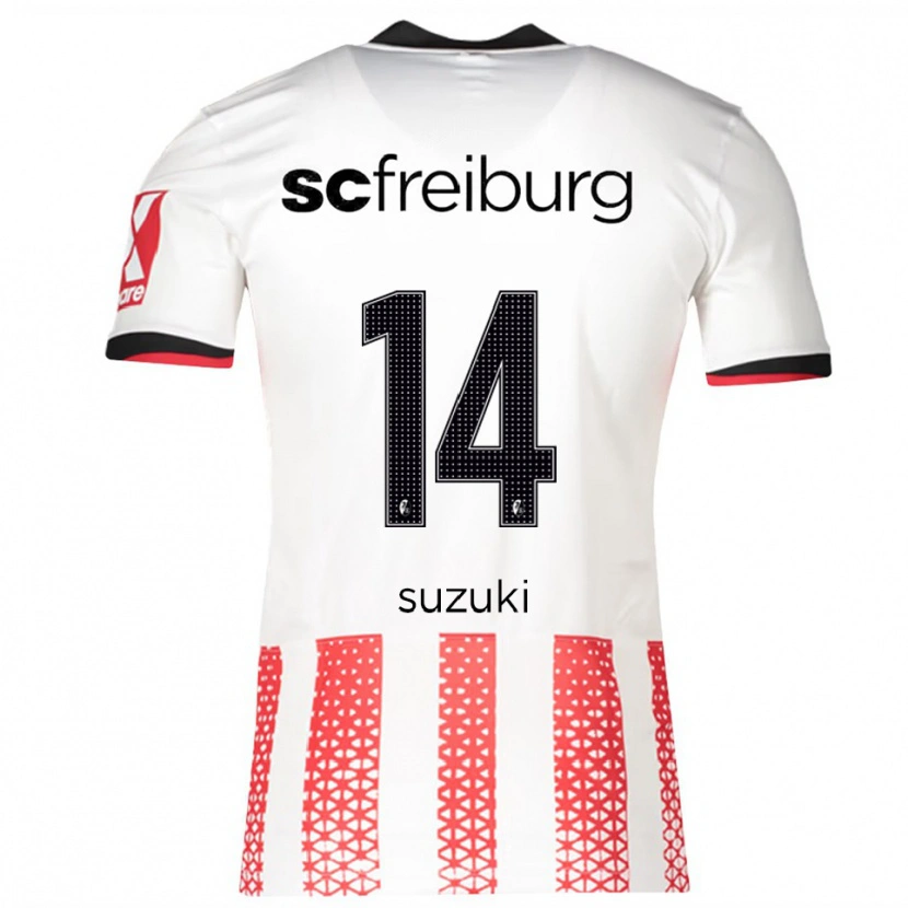 Danxen Bambino Maglia Yuito Suzuki #14 Bianco Rosso Kit Gara Home 2025/26 Maglietta