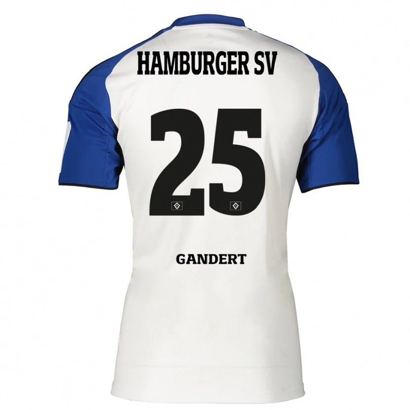 Danxen Bambino Maglia Jeremy Gandert #25 Bianco Blu Kit Gara Home 2025/26 Maglietta