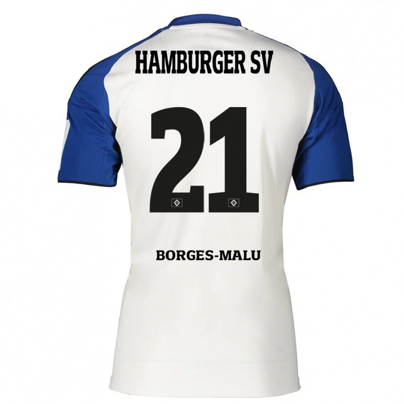 Danxen Bambino Maglia Louis Borges-Malu #21 Bianco Blu Kit Gara Home 2025/26 Maglietta