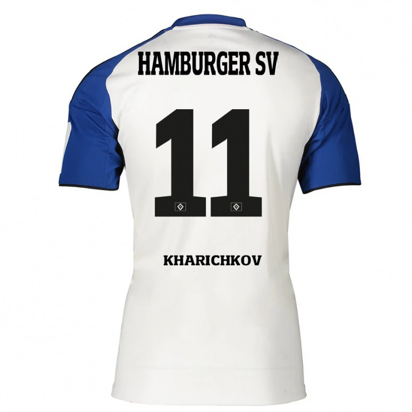 Danxen Bambino Maglia Valentyn Kharichkov #11 Bianco Blu Kit Gara Home 2025/26 Maglietta