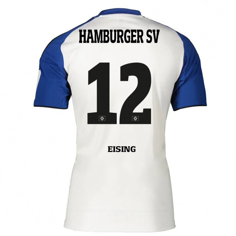 Danxen Bambino Maglia Luis Eising #12 Bianco Blu Kit Gara Home 2025/26 Maglietta