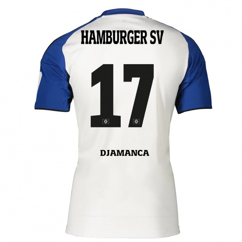 Danxen Bambino Maglia Ismaila Djamanca #17 Bianco Blu Kit Gara Home 2025/26 Maglietta