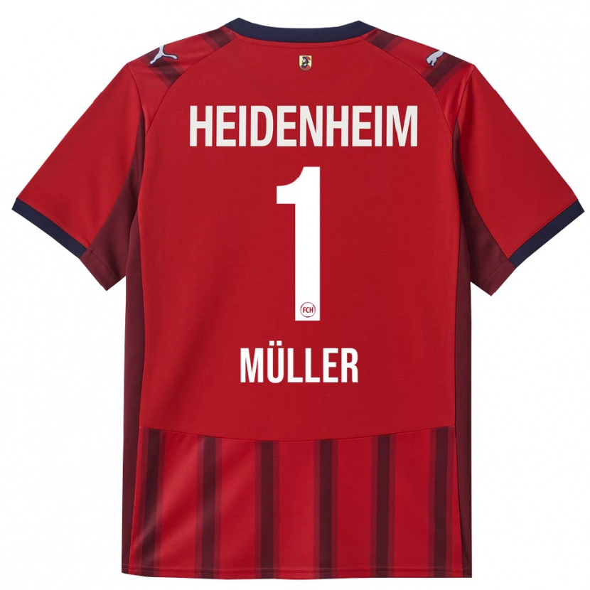Danxen Bambino Maglia Kevin Müller #1 Rosso Blu Navy Kit Gara Home 2025/26 Maglietta