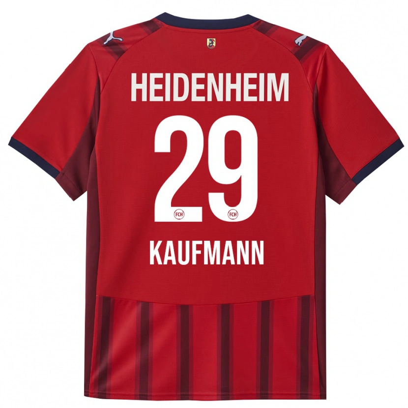 Danxen Bambino Maglia Mikkel Kaufmann #29 Rosso Blu Navy Kit Gara Home 2025/26 Maglietta