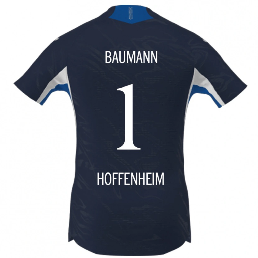 Danxen Bambino Maglia Oliver Baumann #1 Blu Navy Bianco Kit Gara Home 2025/26 Maglietta