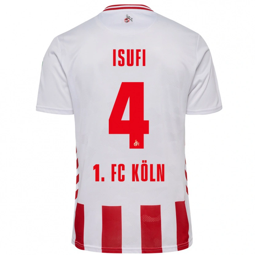 Danxen Bambino Maglia Leo Isufi #4 Bianco Rosso Kit Gara Home 2025/26 Maglietta