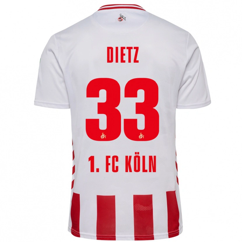Danxen Bambino Maglia Florian Dietz #33 Bianco Rosso Kit Gara Home 2025/26 Maglietta