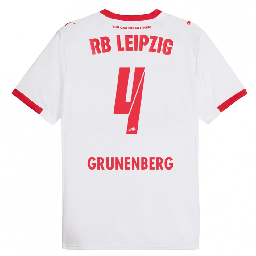 Danxen Bambino Maglia Rucy Grunenberg #4 Bianco Rosso Kit Gara Home 2025/26 Maglietta
