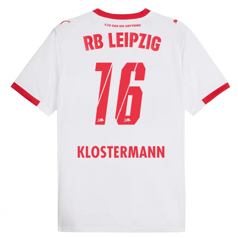 Danxen Bambino Maglia Lukas Klostermann #16 Bianco Rosso Kit Gara Home 2025/26 Maglietta
