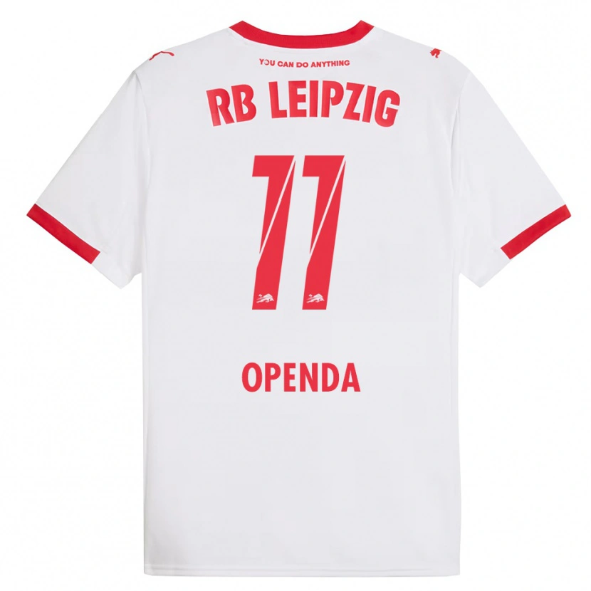 Danxen Bambino Maglia Loïs Openda #11 Bianco Rosso Kit Gara Home 2025/26 Maglietta
