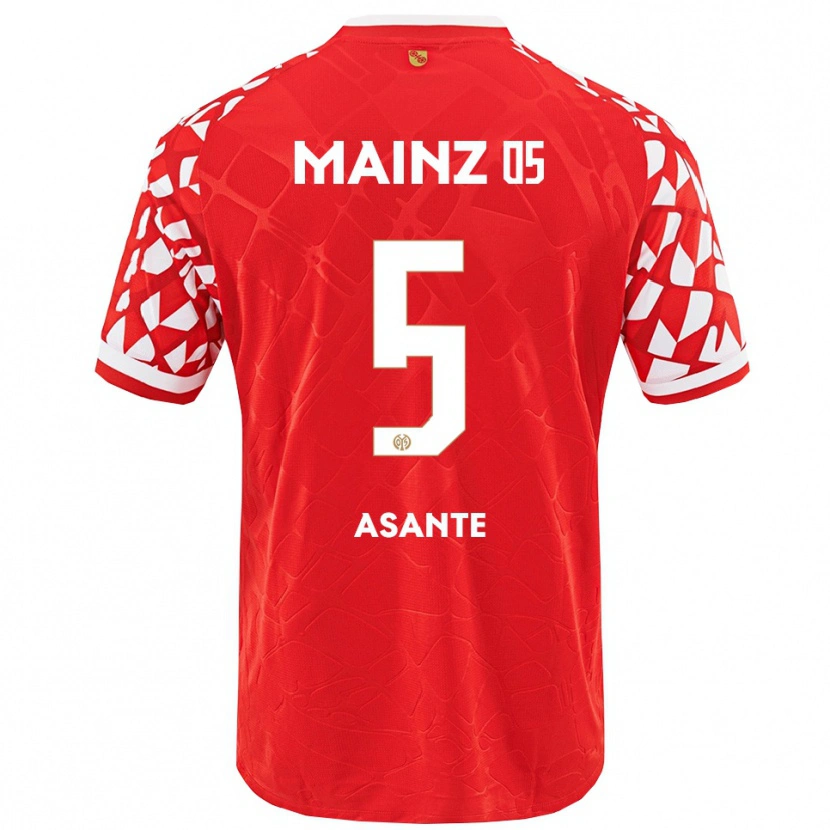 Danxen Bambino Maglia Marvin Asante #5 Rosso Bianco Kit Gara Home 2025/26 Maglietta